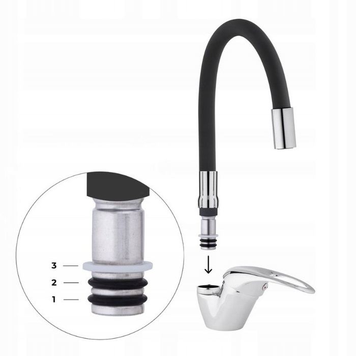Bateria Kuchenna Stojąca Elastyczna Wylewka Kran Kuchni Zlewu Czarny