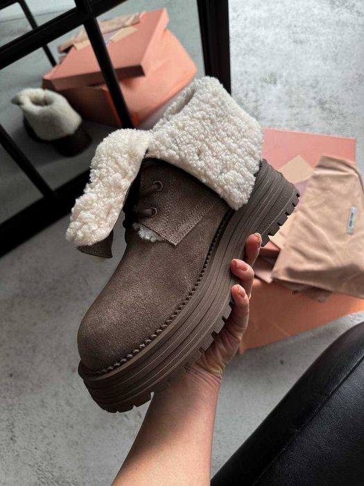 Черевики Miu Miu Boots Khaki Brown / Черевики Міу Міу Бутс коричневі