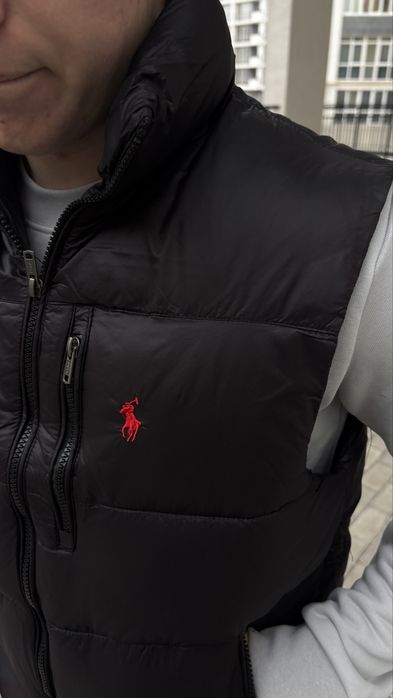 Пухова жилетка polo ralph lauren безрукавка чорна black мужская ральф