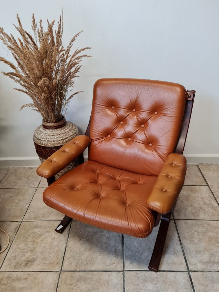 Fotel skórzany EKORNES,Norwegia lata 70,Mid-Century