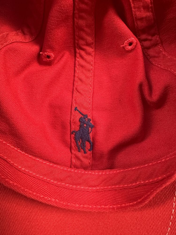 Кепка Polo Ralph Lauren красная с кожаным ремешком