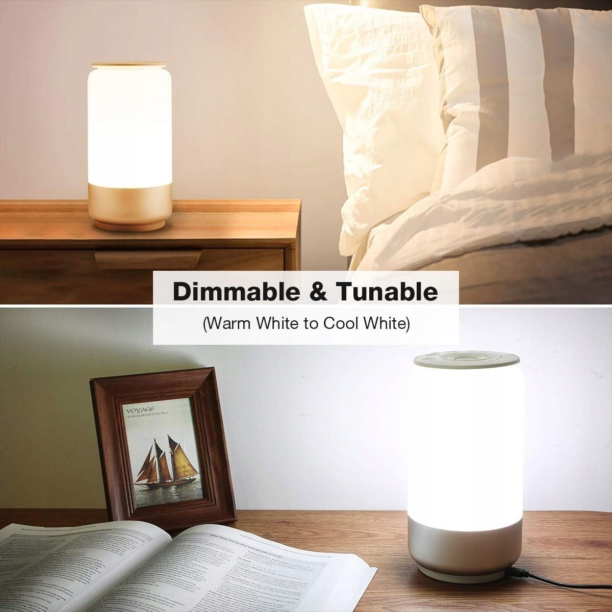 Inteligentna Lampa Nocna Stołowa LED RGB Ściemnialna WiFi Aplikacja