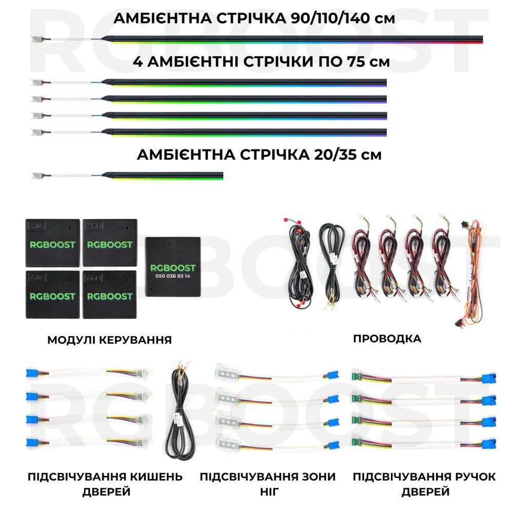 Контурная подсветка салона Ambient Light в авто 6в1/18в1/42в1 RGB LED
