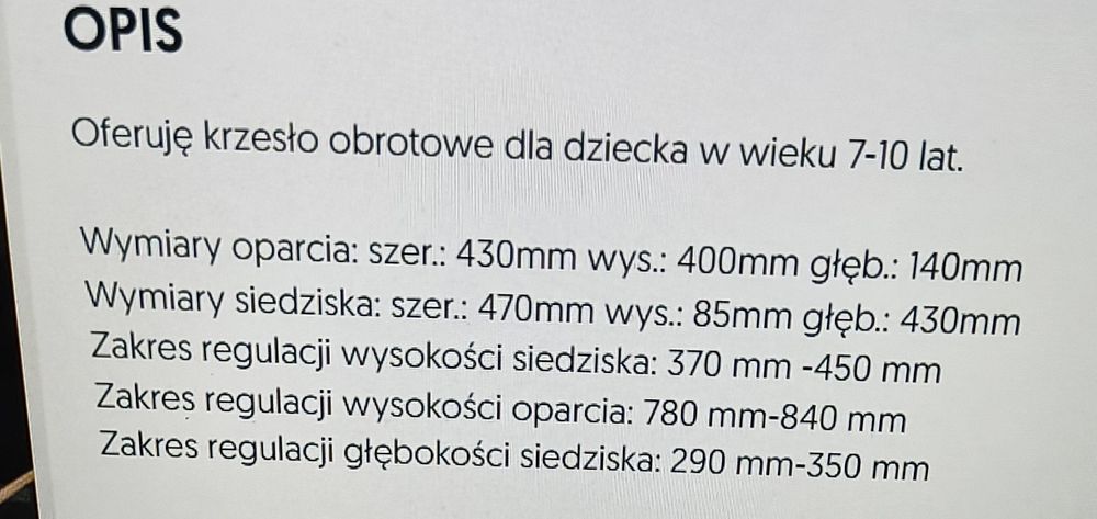 Krzesło regulowane do biurka FunDesk