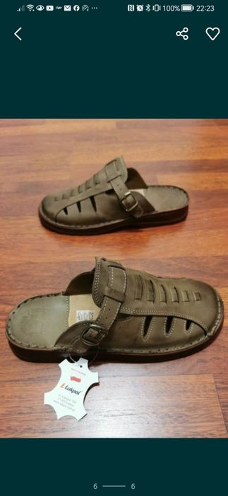 Skórzane Klapki Męskie Łukpol Super Lekkie