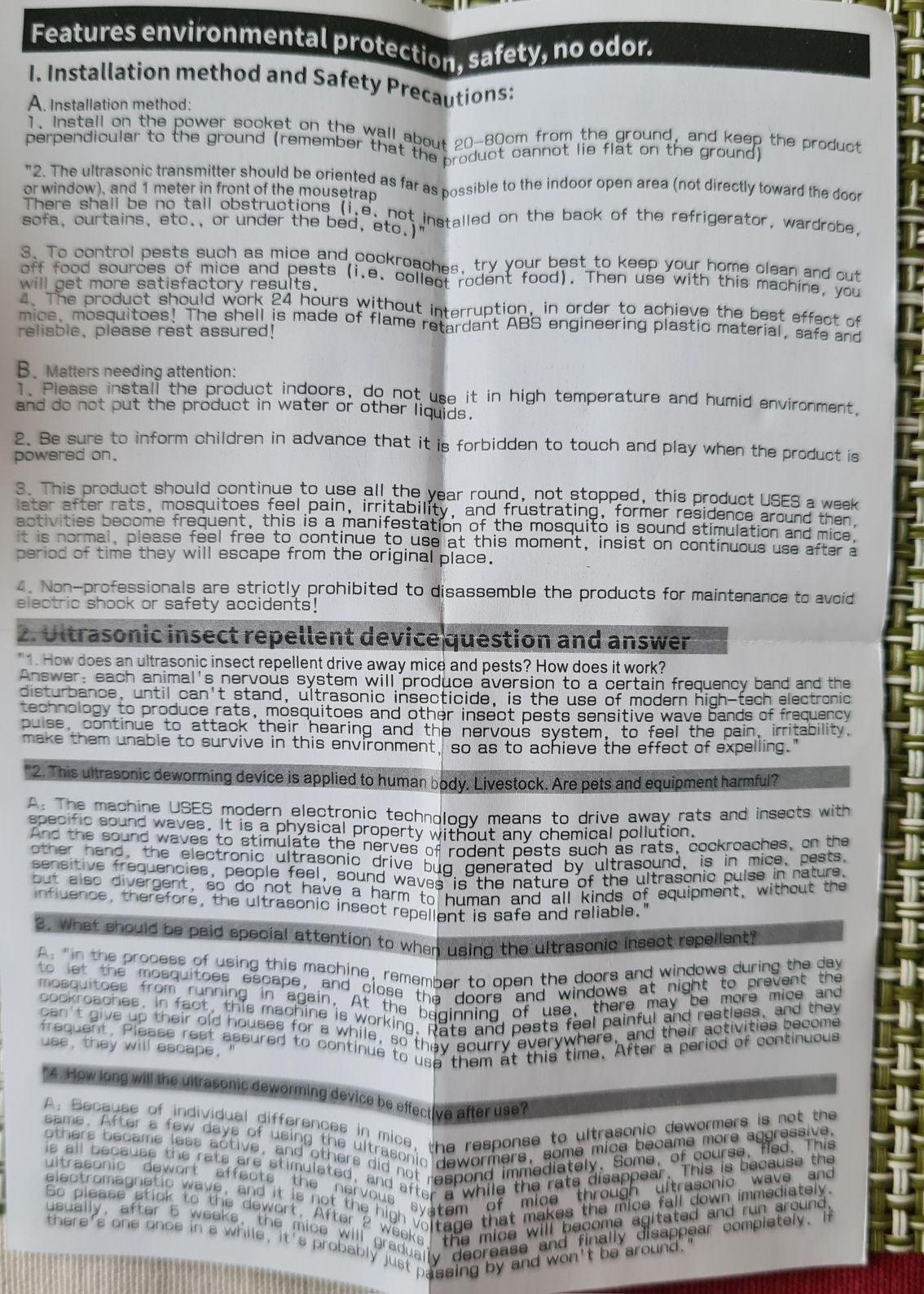 Odstraszacz na konary, gryzonie jako nocna lampka