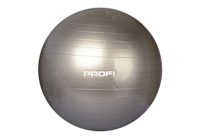 Фитбол мяч для фитнеса и йоги ProfiBall 55см с насосом серый