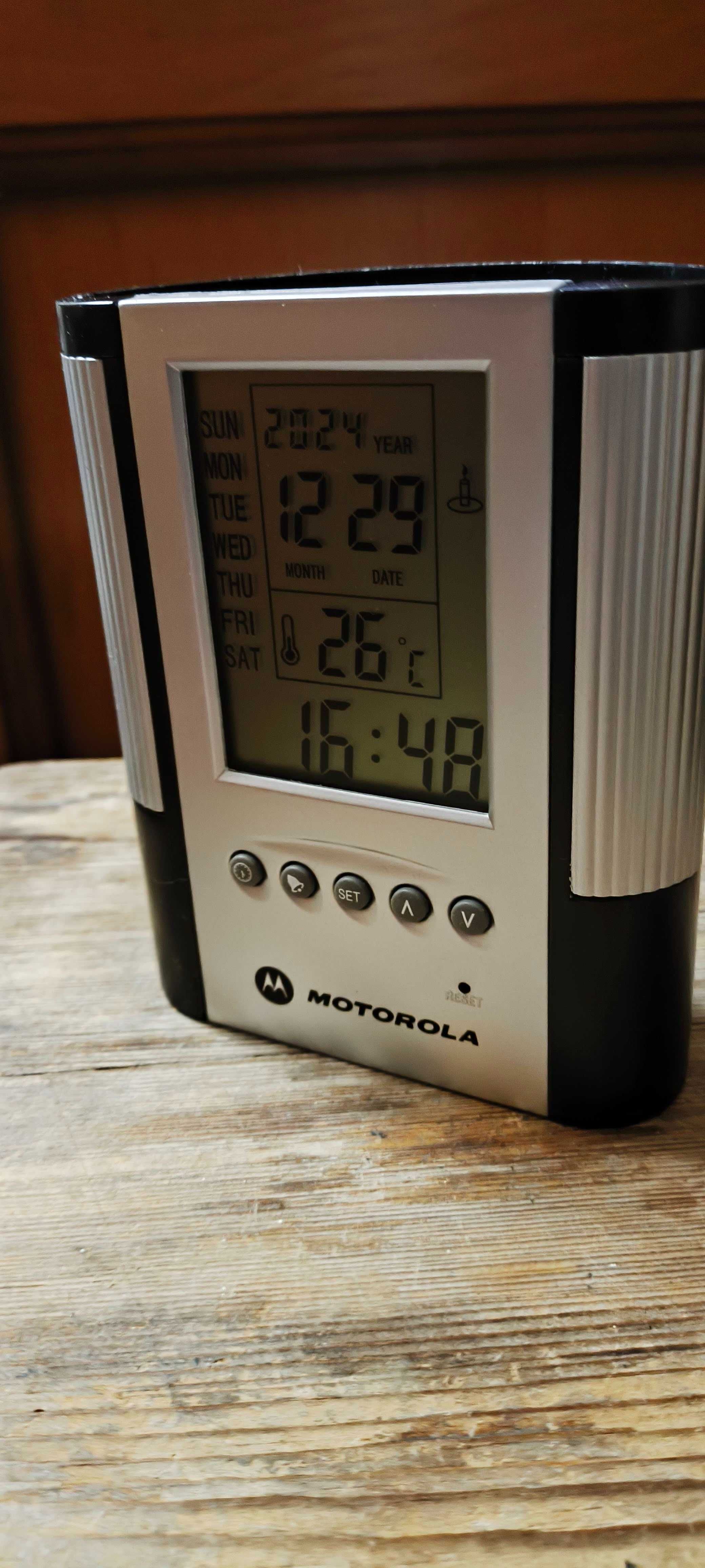 Motorola przybornik na biurko pojemnik z zegarem i termometrem
