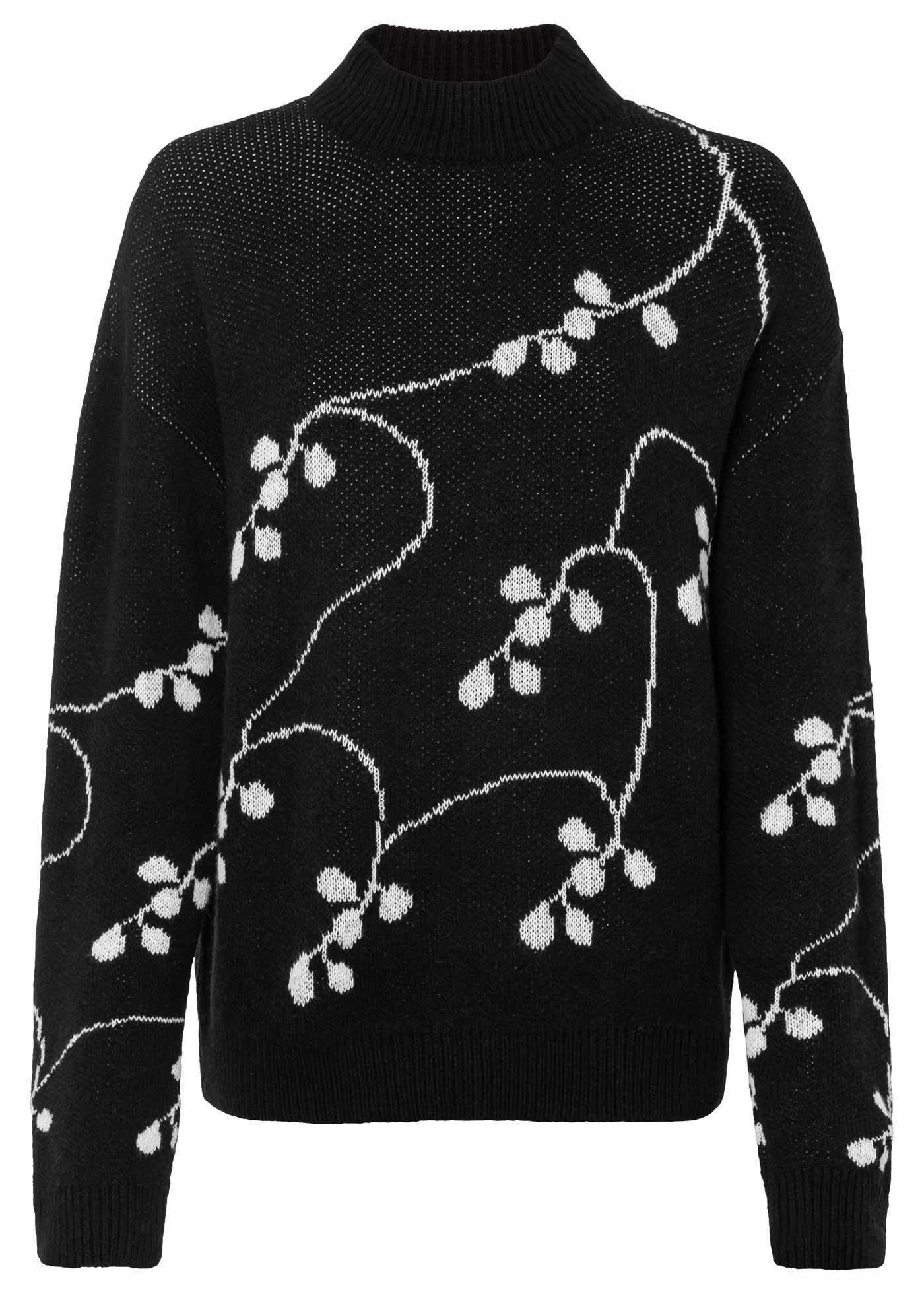B.P.C czarny sweter ze stójką wzorzysty ^44/46