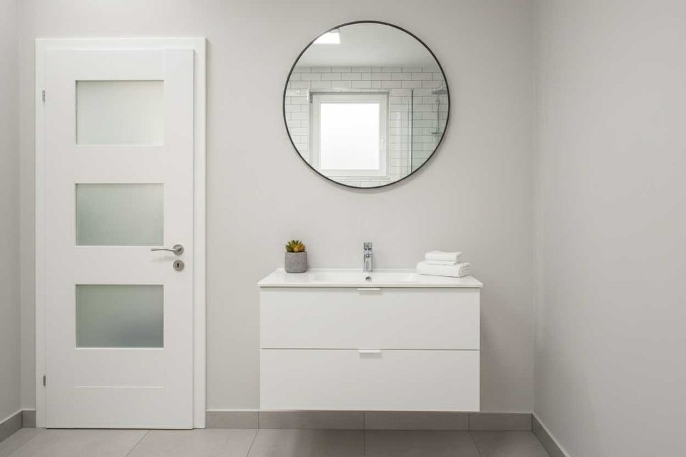 NOWE Lustro Łazienkowe Okrągłe w Ramie Czarne Do Łazienki Przedpokoju