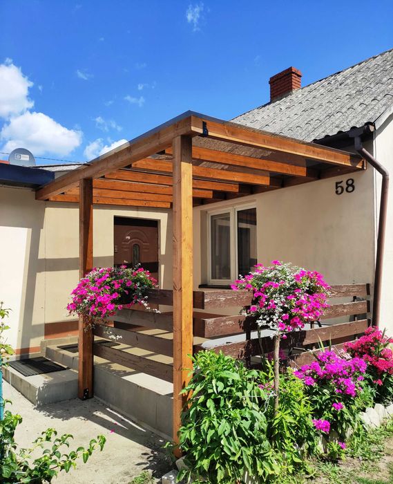 Zadaszenie tarasu, pergola, drewno BSH, shutters, altana, poliwęglan