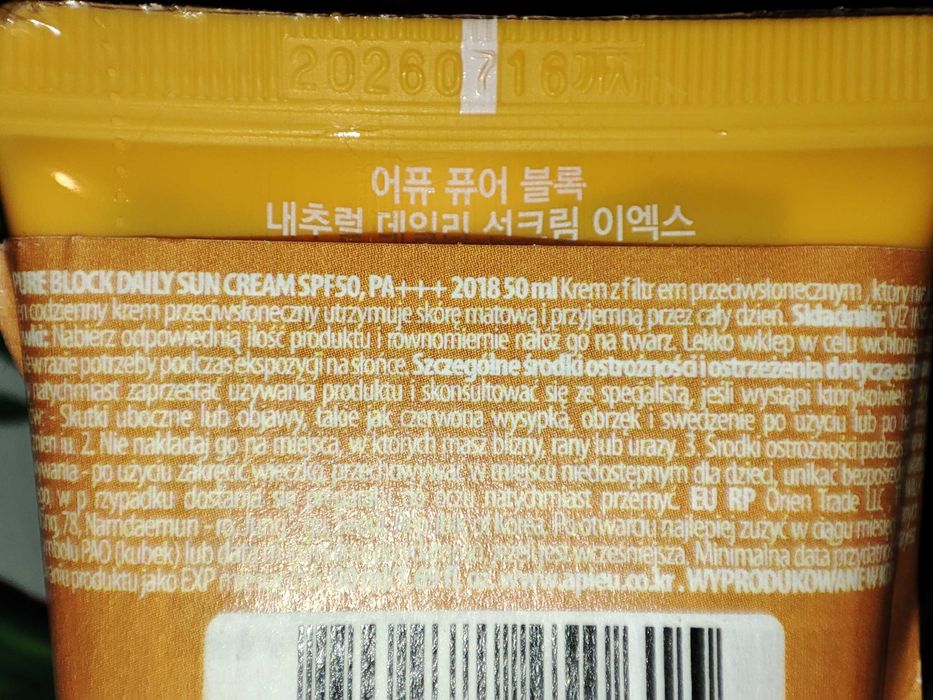 A'Pieu Pure Block krem do twarzy z SPF50+, 50 ml