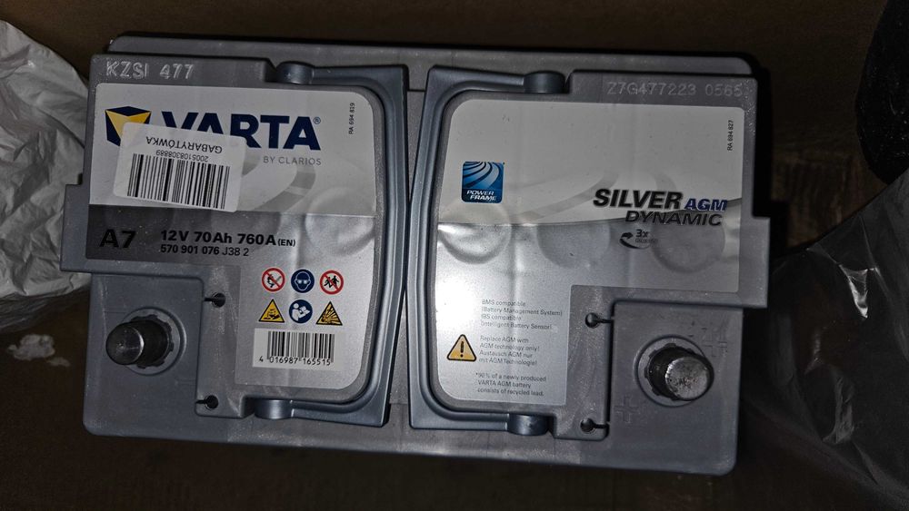 Varta AGM A7 12V 70Ah 760A - Gwarancja