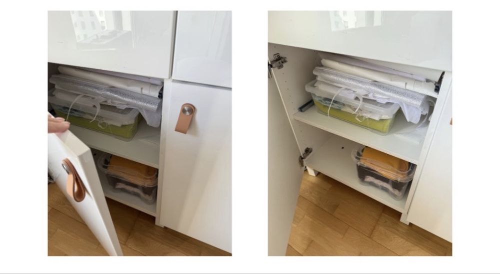 Móvel IKEA modular – branco lacado, BESTÅ  , puxadores ÖSTERNÄS