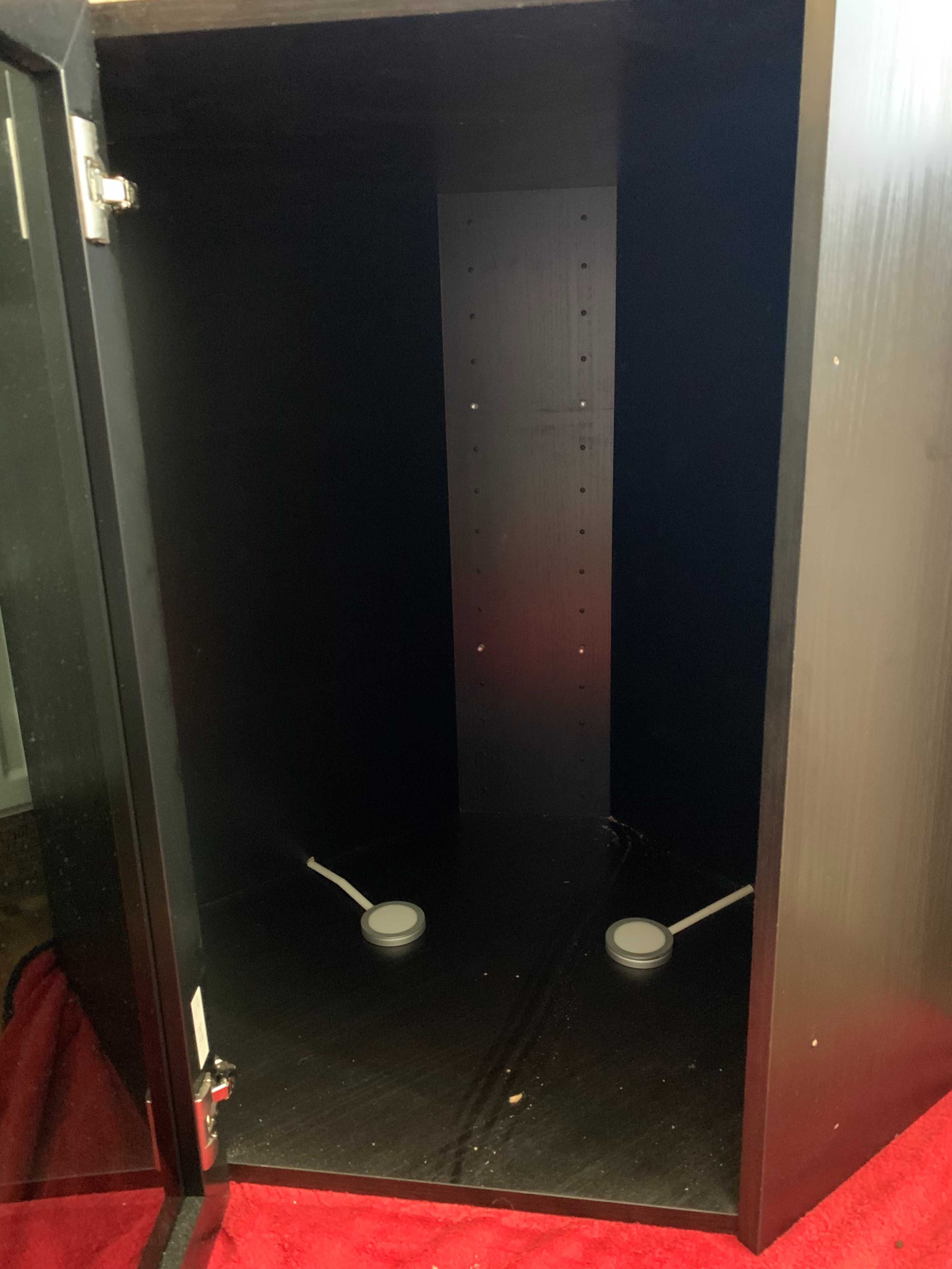 IKEA METOD Szafka Narożna Ciemne Szkło + LED, Czarna, Szklane Półki