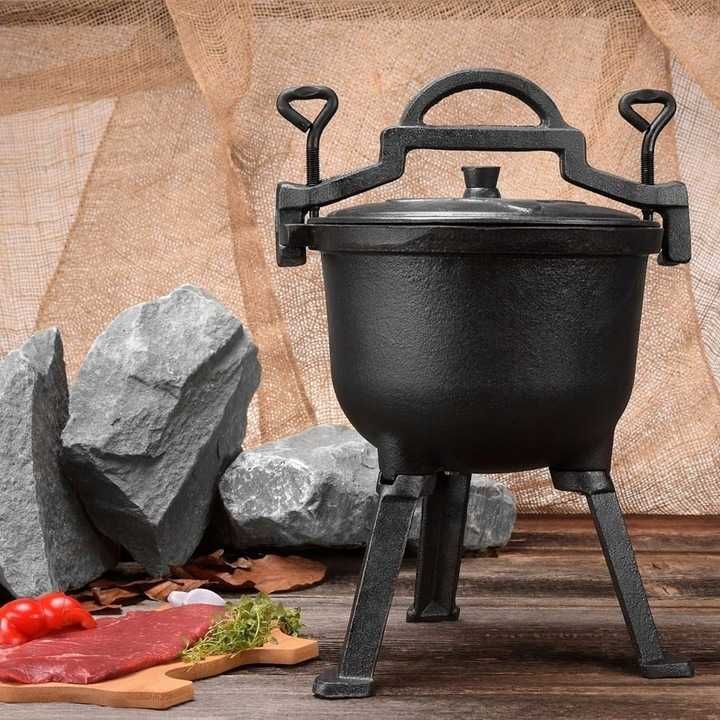 KOCIOŁEK ŻELIWNY MYŚLIWSKI 4L Garnek Na Ognisko Węgierski Grill