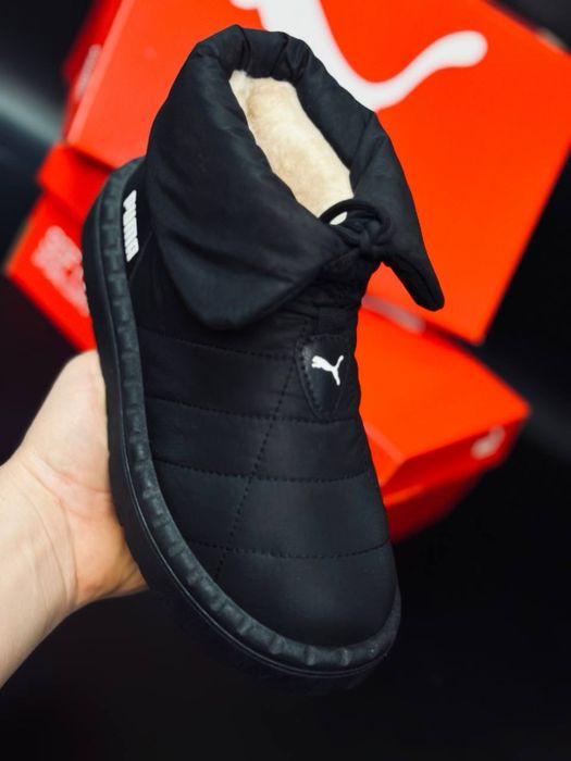 Черные теплые дутики Puma/ дутики непромокаемые женские пума