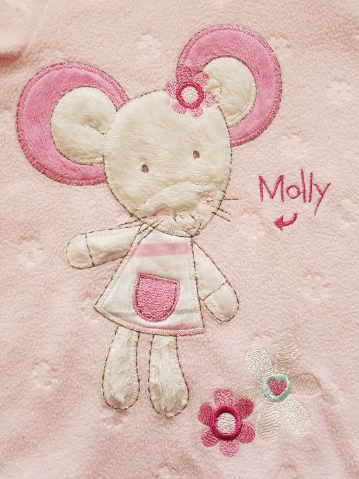 Cieply polarowy pajac kombinezon z polaru Myszka 6-9m 68-74cm babypink