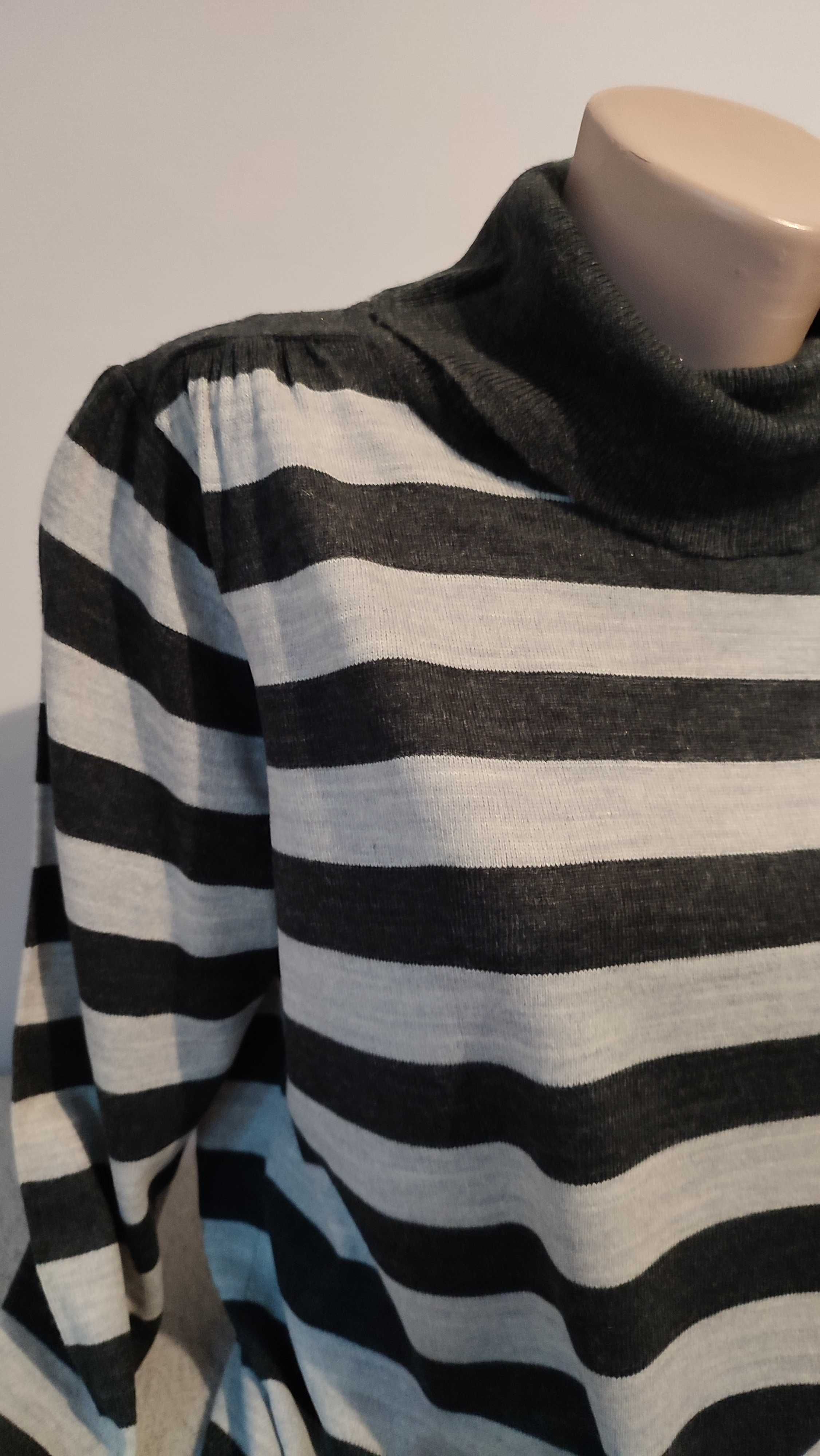 Sweter damski w paski z golfem długi rękaw plus size rozmiar 20