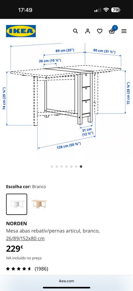 Mesa Norden Ikea dobravel com 6 gavetas