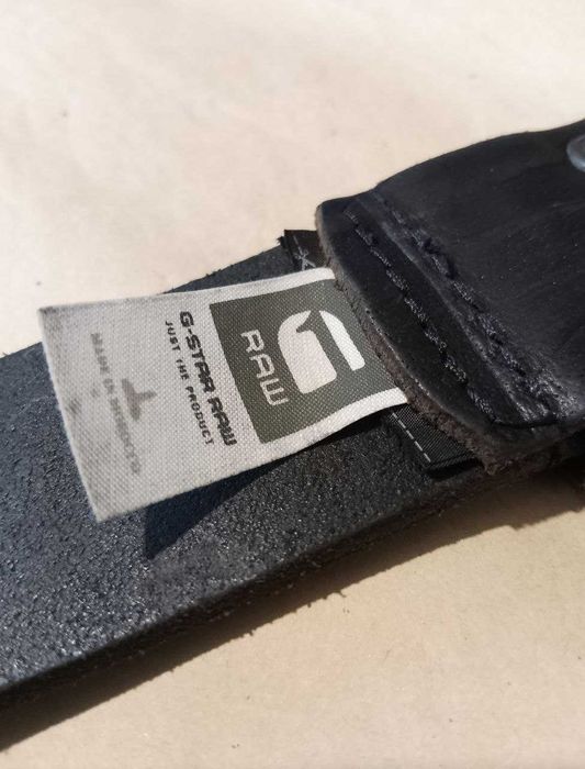 Брутальный мужской кожаный чёрный ремень "G-Star Raw". Оригинал. Новый