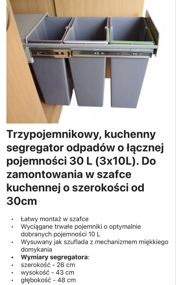 System do segregacji odpadów do szafki
