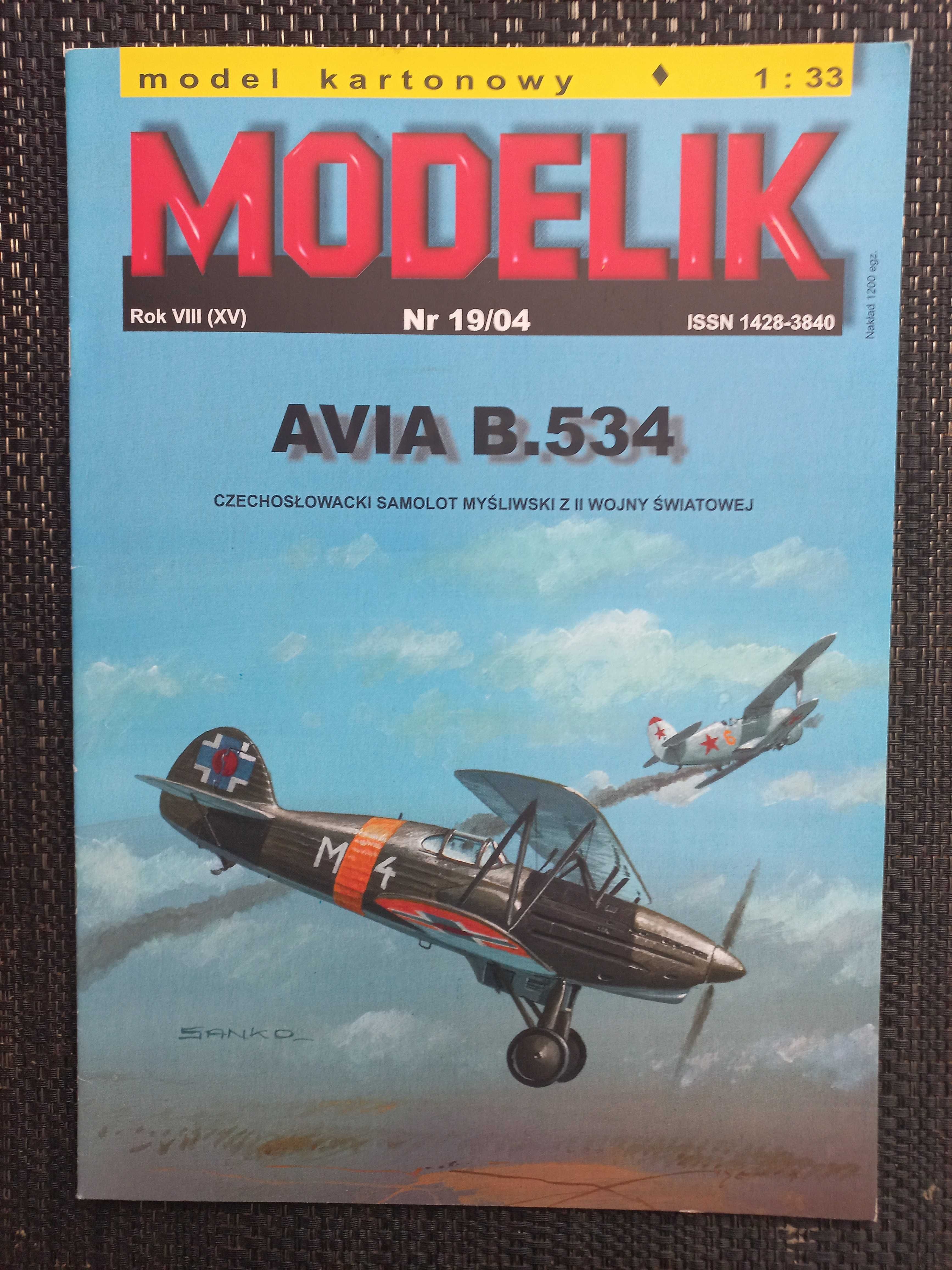 Model Kartonowy Modelik 2004/19 Samolot myśliwski AVIA B.534