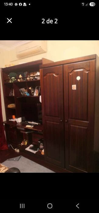 Mobília de quarto ou escritório com roupeiro e colchão 200.