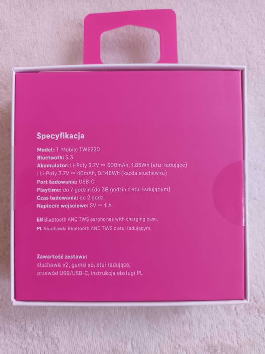 Słuchawki Bluetooth ANC TWS T-Mobile TWE220 nowe, nieużywane