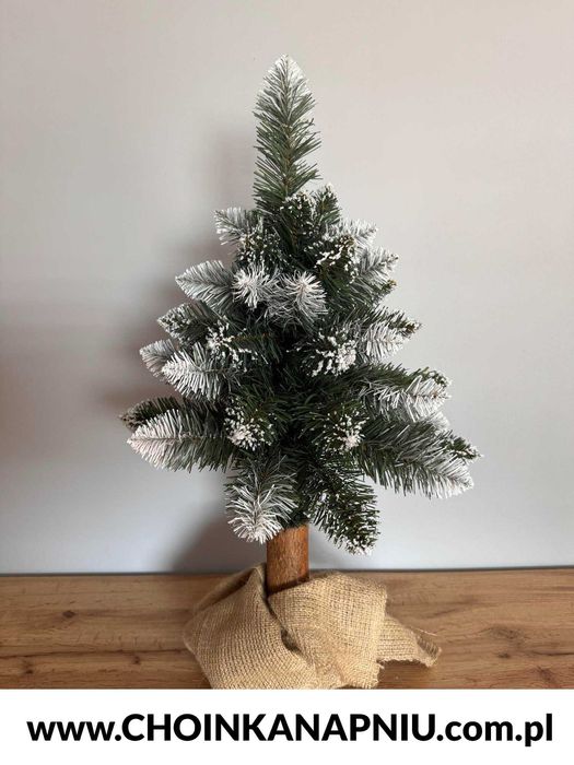 Sztuczna choinka na pniu ośnieżona 120 cm | gęsta i naturalna MAŁA 160