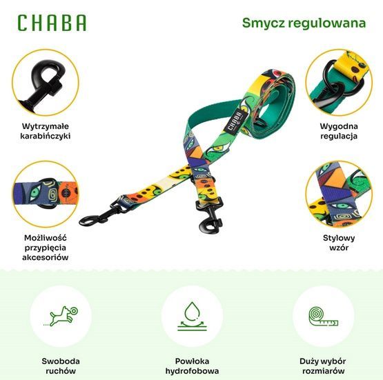 Hydrofobowa smycz przepinana dla psa Chaba Story L Jumbo 25mm/260cm