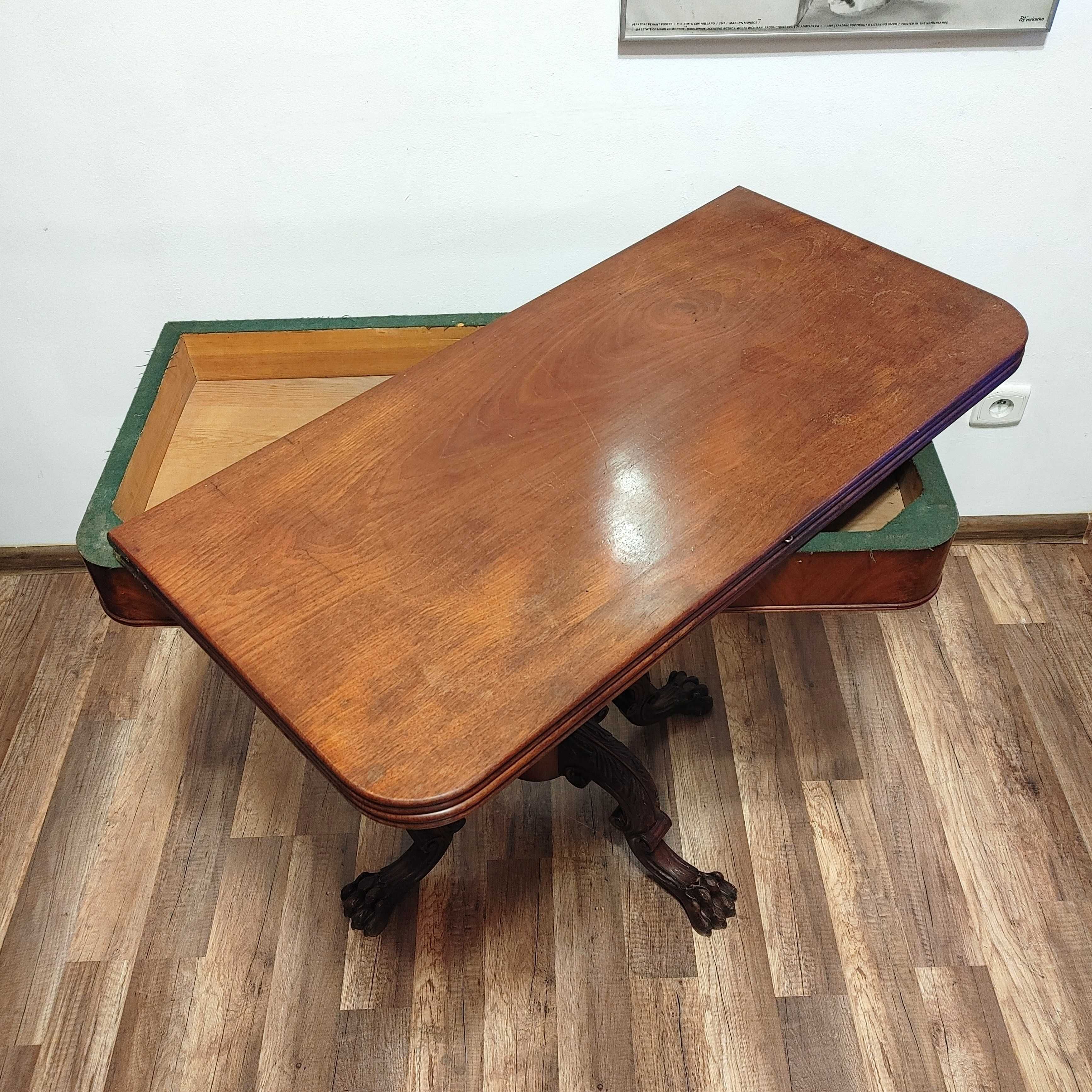 Konsola - Stolik składany XIX wiek na lwich łapach Stół