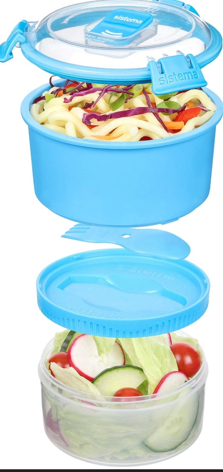 Lunch box dwupoziomowy z widelcem 965ml