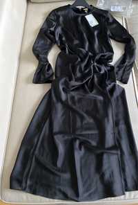 Długa sukienka czarna satynowa H&M rozmiar S
