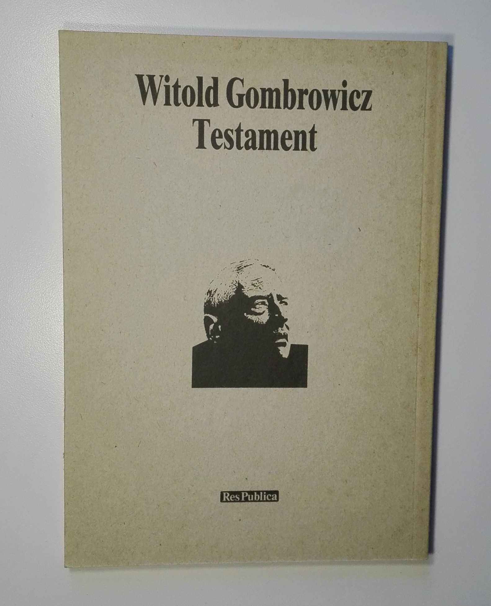 Witold Gombrowicz TESTAMENT  1990 wydanie 3 krajowe