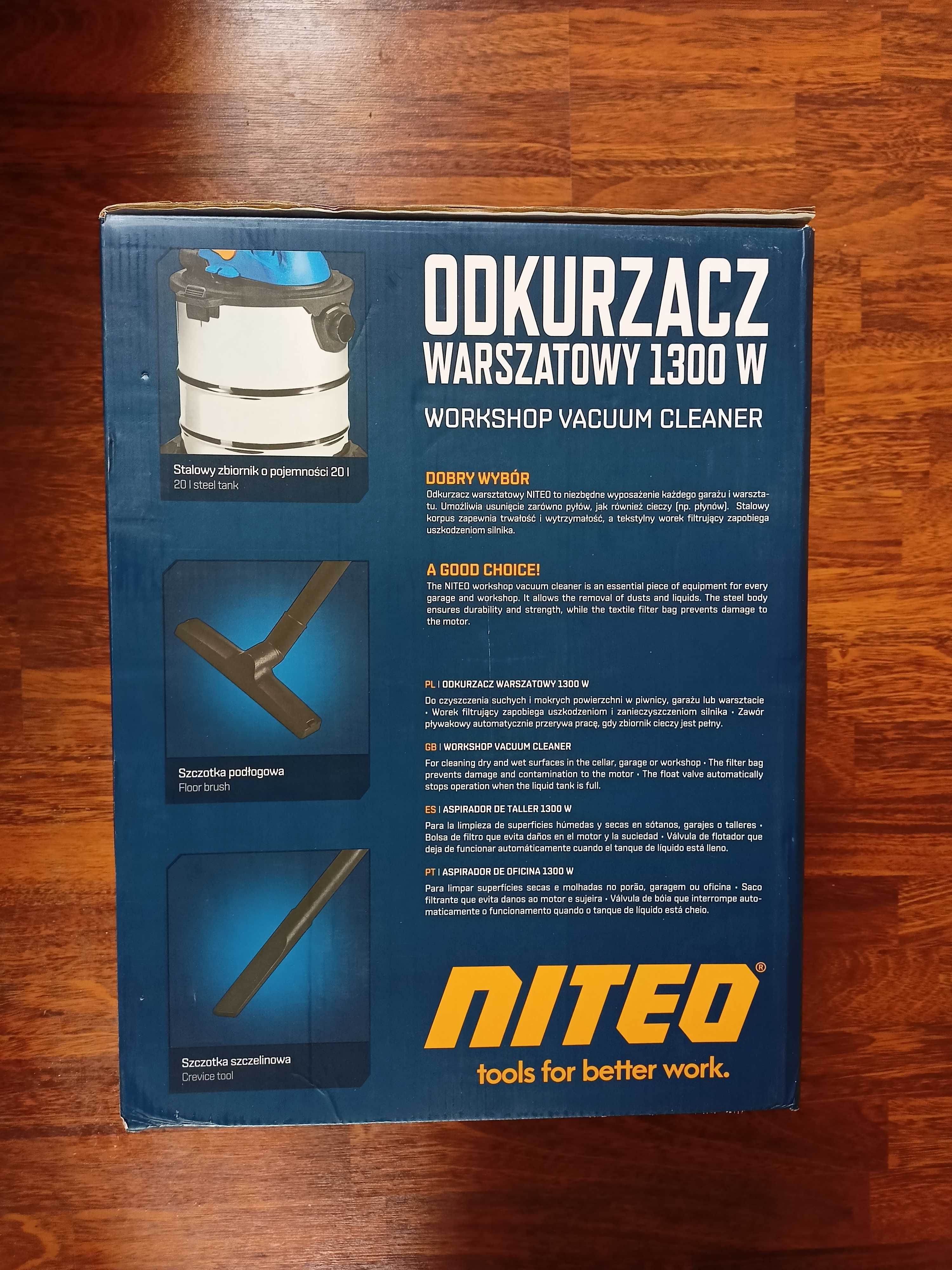 NOWY Odkurzacz warsztatowy przemysłowy Niteo Tools 1300 W 20 L