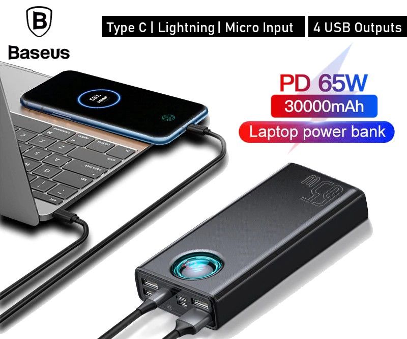 Потужний павербанк Baseus PowerBank 30000mAh 65W. ГАРАНТІЯ