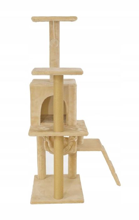 STABILNY Drapak dla kota 125 cm Domek, Hamak, Sizal, [DARMOWA DOSTAWA]