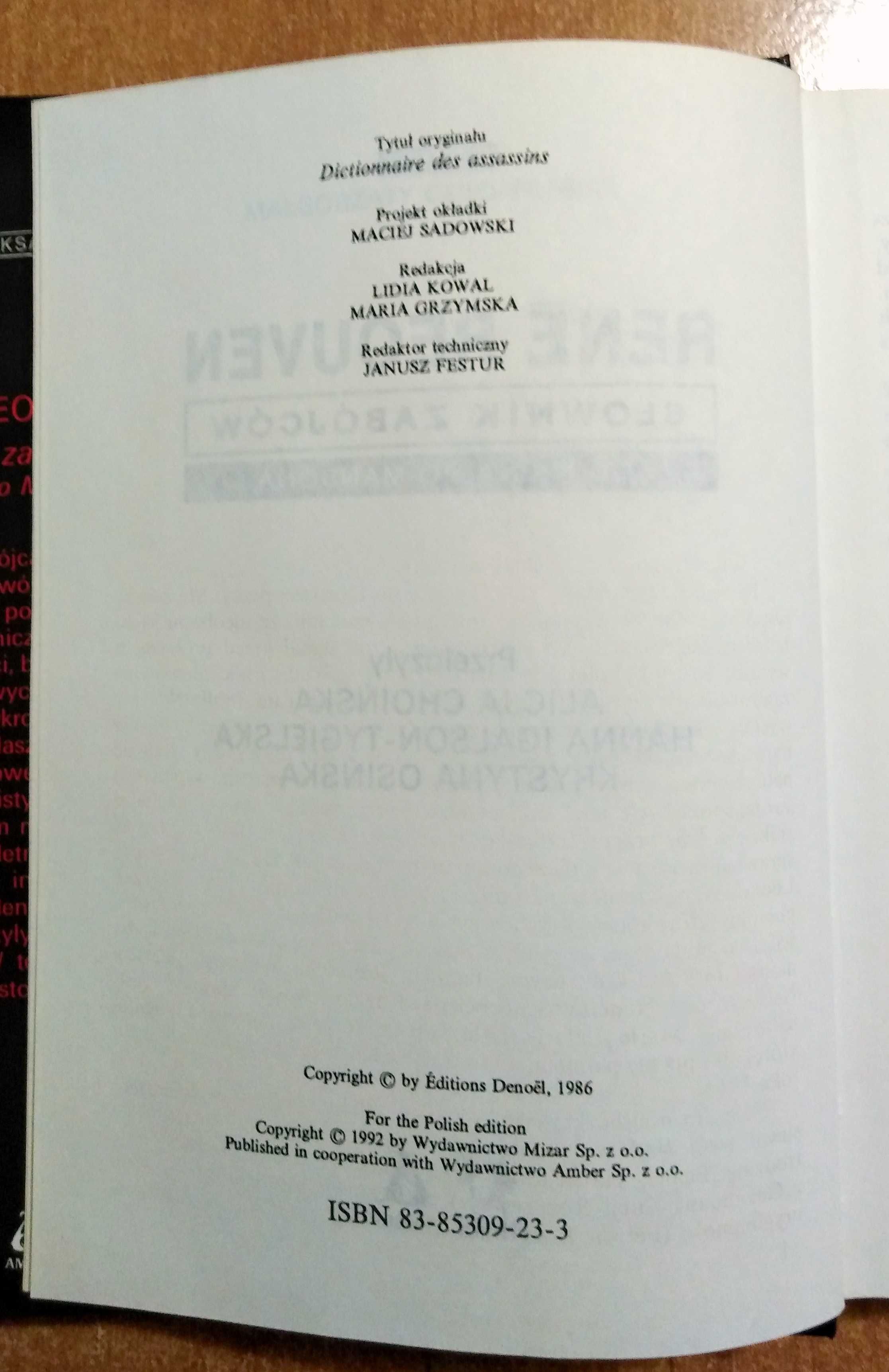 Rene Reouven – „Słownik Zabójców” od Kaina po Mansona wyd. 1992