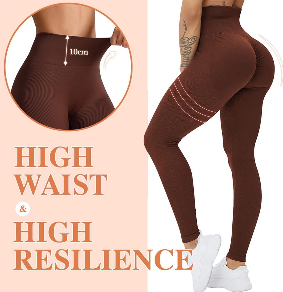 Sportowe legginsy damskie wysoki stan push up bezszwowe modelujące