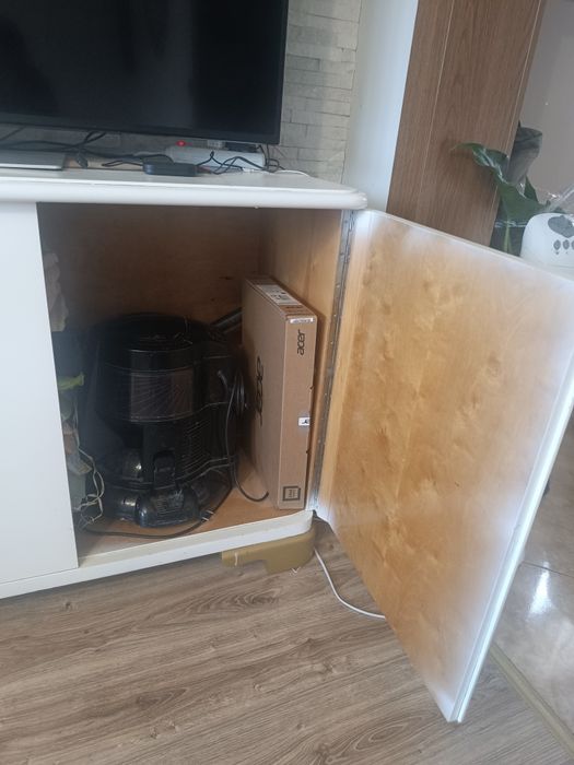 Komoda, kredens z nadstawka biały lata 60