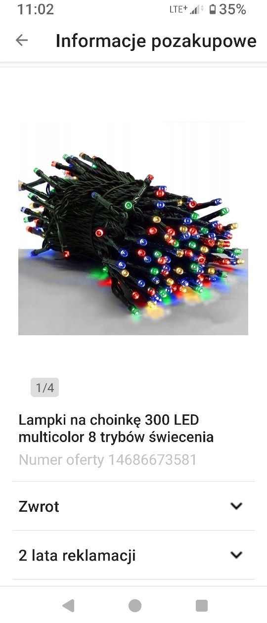 Lampki Choinkowe LED 300 Multikolor 8 Trybów