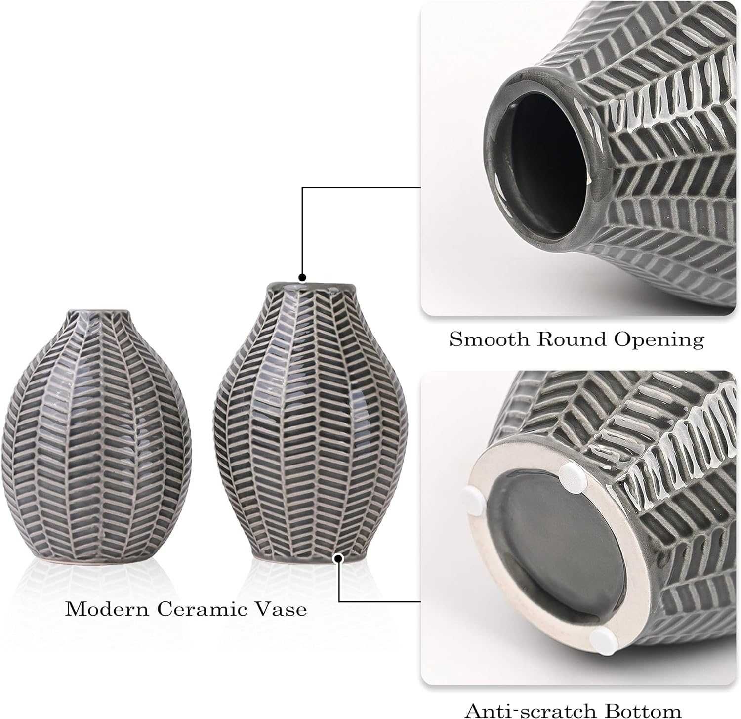 Zestaw 2 Małych Ceramicznych Wazonów na Kwiaty