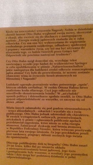 Wina i odpowiedzialność Otto Hahn. Konflikty uczonego. K. Hoffmann.