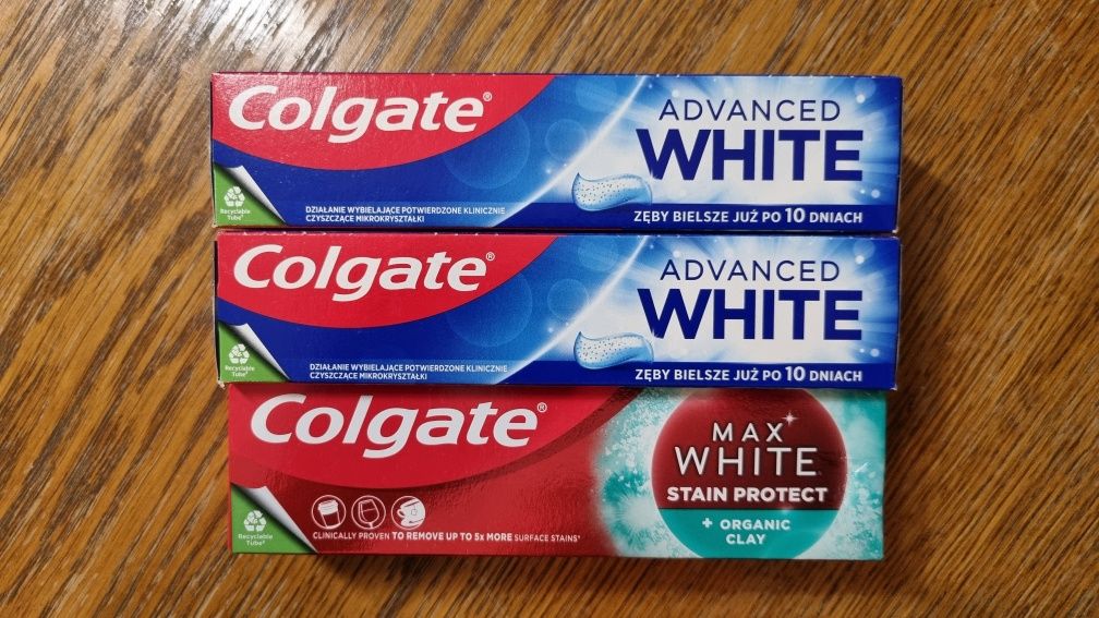 3 Pasty Colgate Advanced White Max Stain Protect pasta do zębów nowe