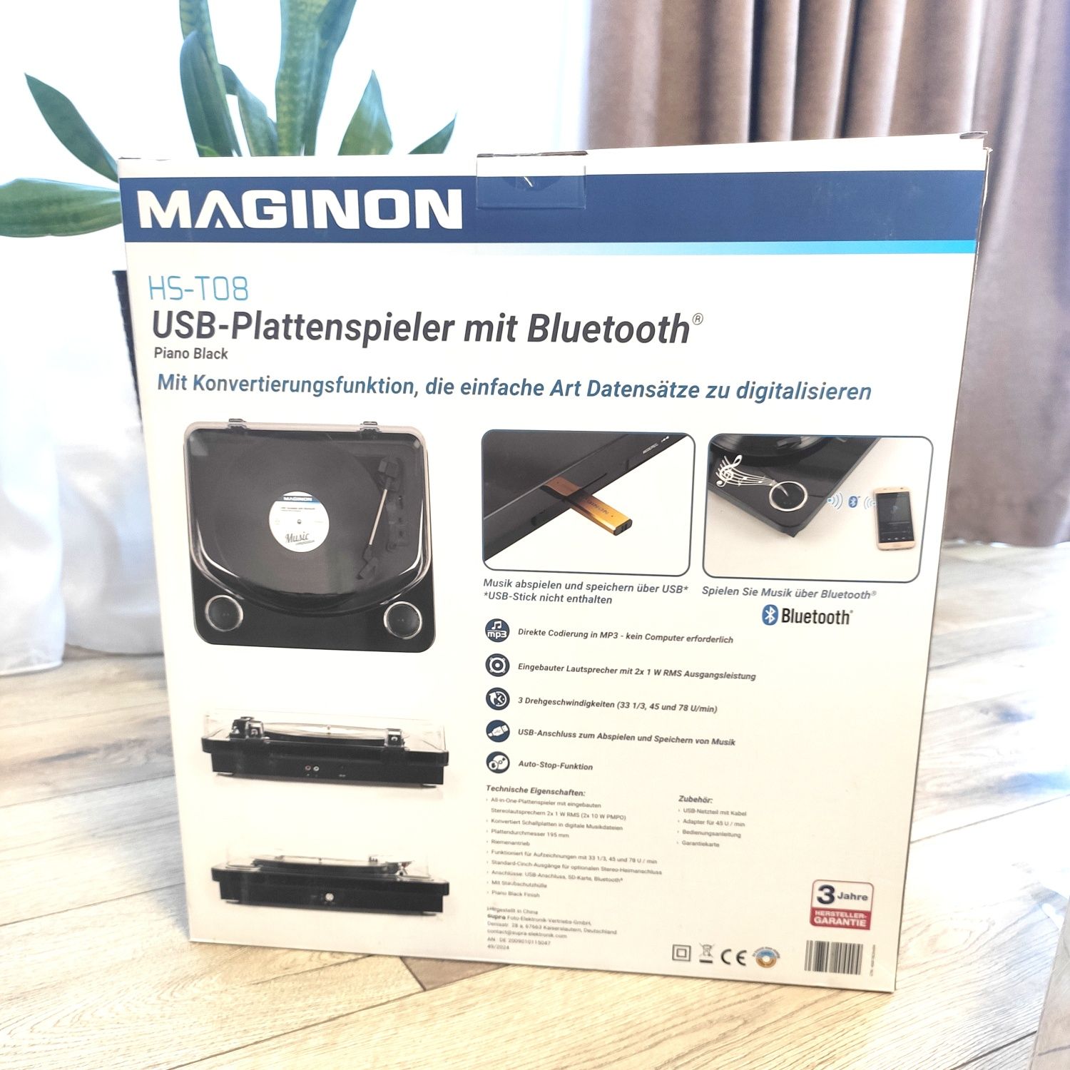 Проигрыватель виниловых дисков Maginon HS-T08  AUX USB SD Bluetooth