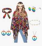 Nowy! Strój Hipiski Poncho Disco Lata 60 70 80 Dzieci kwiaty