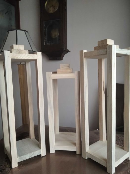 4 szt po 40cm, lampiony drewniane konstrukcja pod stroiki np nagrobne