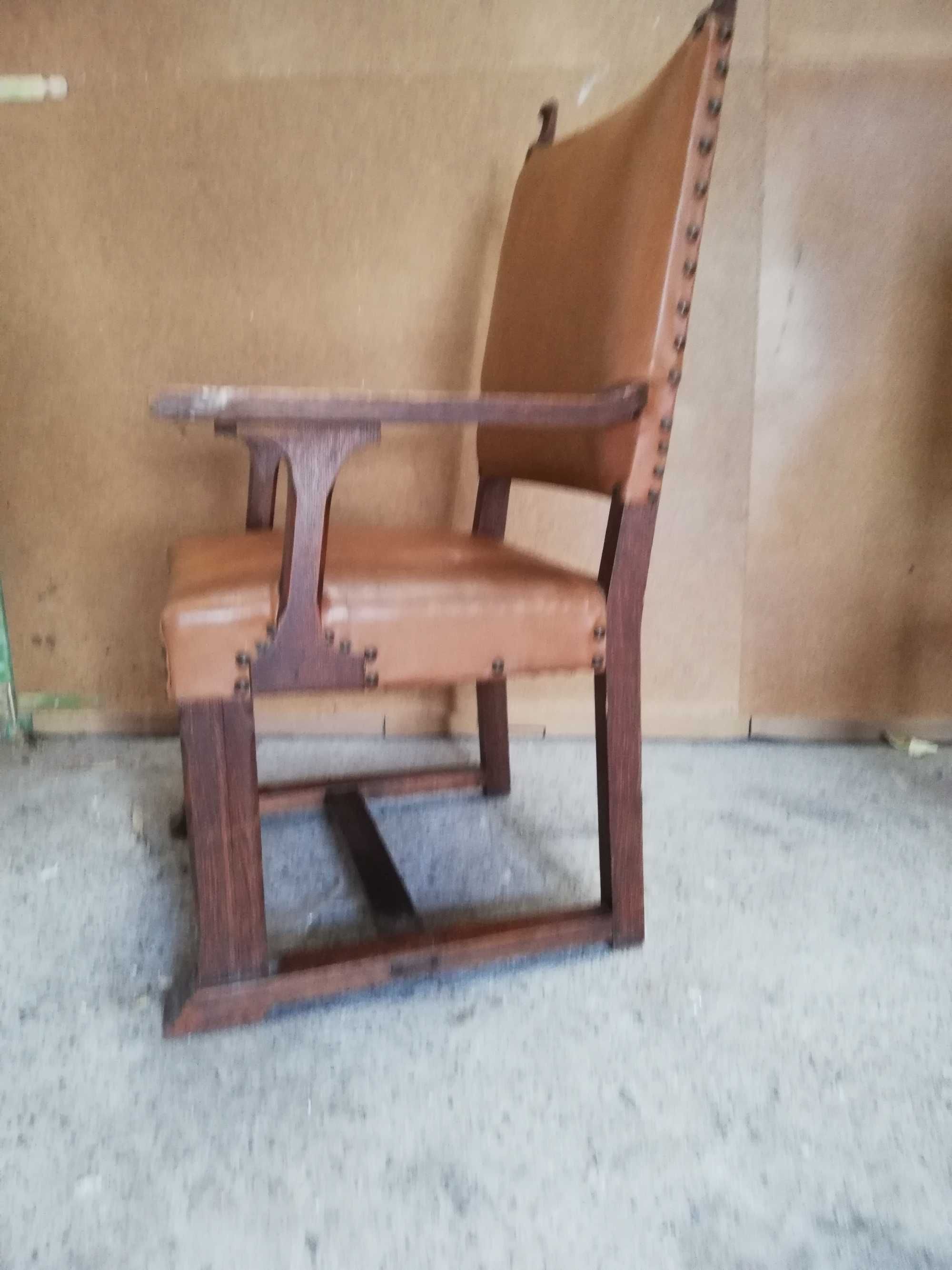 Zestaw Krzesła 6szt drewno obite skóra ekologiczną