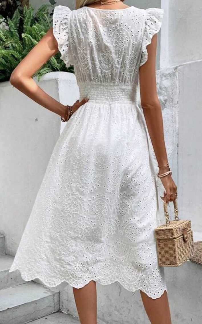 Vendo vestido branco midi novo com bordados - Tamanho S (36)